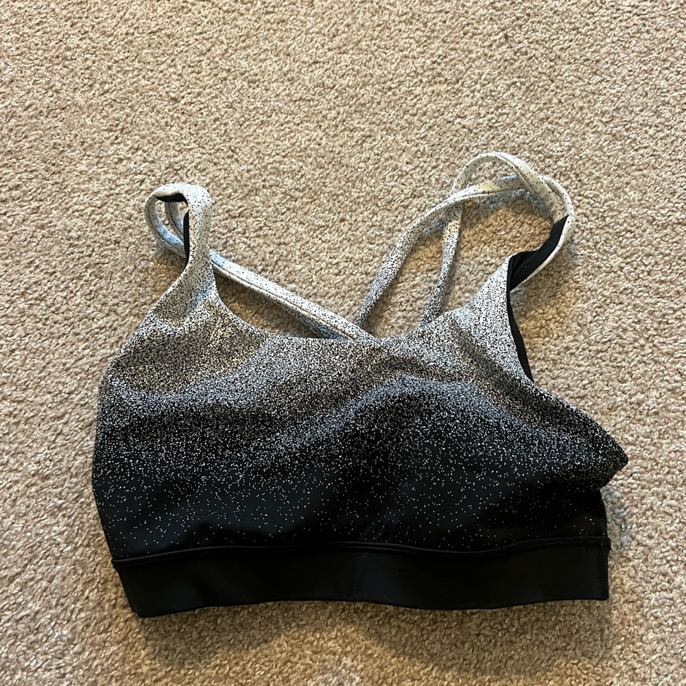 Sparkling Black and Silver Women's Sports Bra lulu lemon